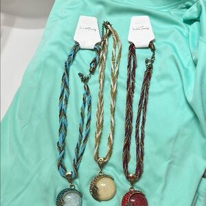 Fashion Jewelry Blue and Gold Necklace Set